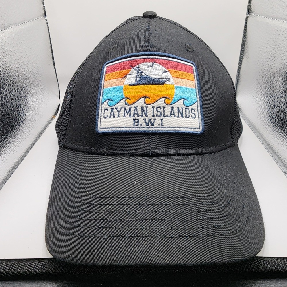DK Caps Cayman Islands Patch Snapback Trucker Hat‎ Mens Black Mesh  Cap